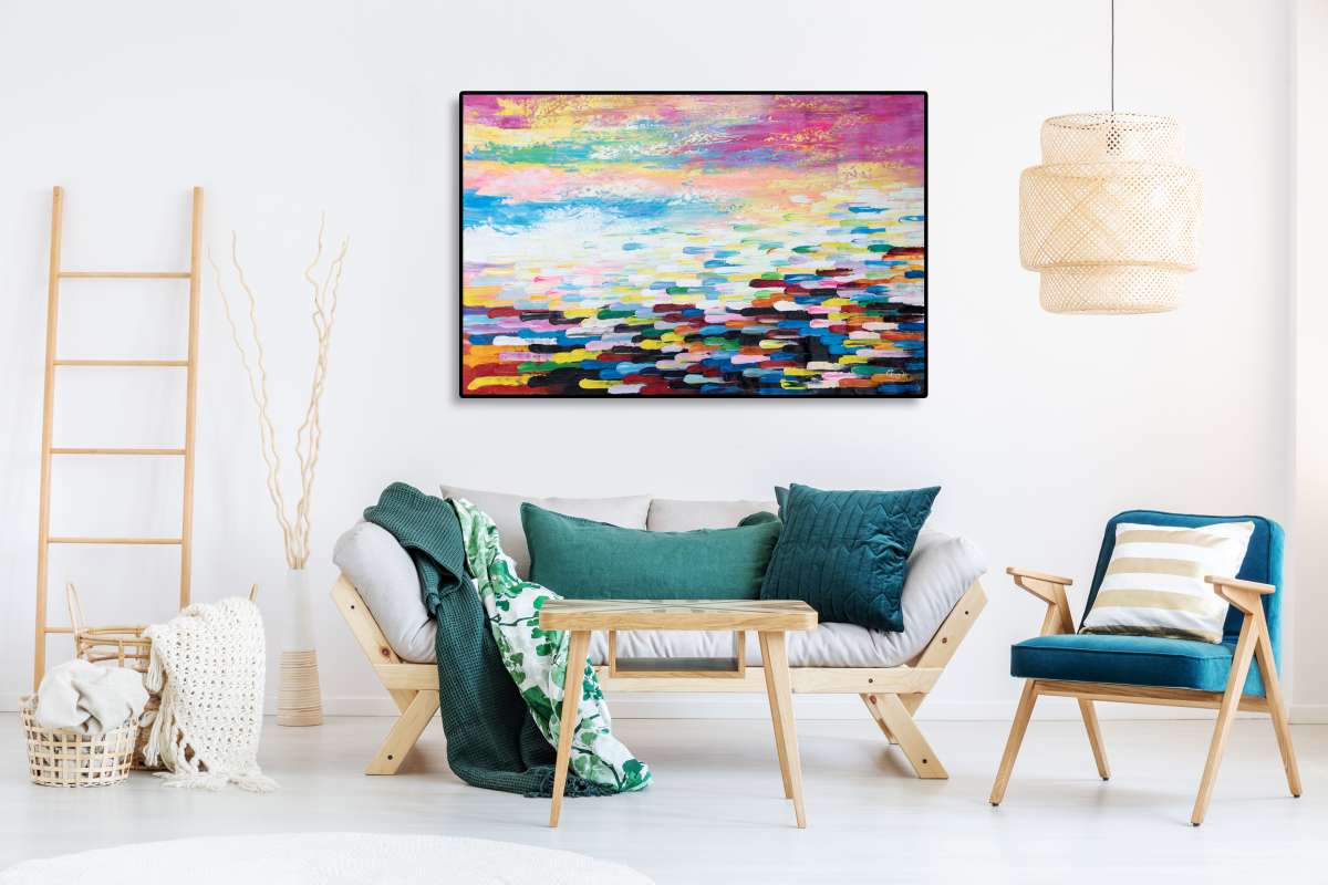buntes Acrylgemälde mit vielen Farben